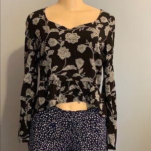 Blush Noir Tie Up Boho Blouse